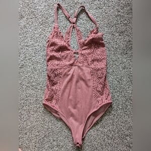 Aerie Pink Lace Bodysuit